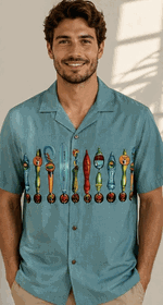 Beer Taps Pacific Legend Men's Camp Shirts 3986Blue Beer Taps Pacific Legend Men's Camp Shirts 3986Blue