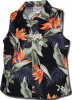 Bird of Paradise Ladies Sleeveless Shirts Black