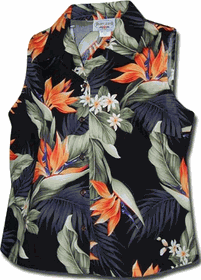 Bird of Paradise Ladies Sleeveless Shirts Black Bird of Paradise Ladies Sleeveless Shirts Black