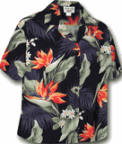 Bird of Paradise Women's Hawaiian Shirt Black