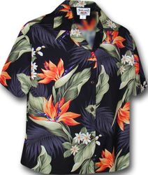 Bird of Paradise Women's Hawaiian Shirt Black