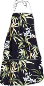 Black Bamboo Orchird Hawaiian Aprons Black Bamboo Orchird Hawaiian Aprons
