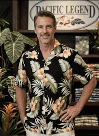 Black Hawaiian Shirt with Orange Hibiscus Black Hawaiian Shirt with Orange Hibiscus