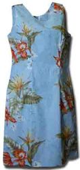 Blooming Orchid Blue Hawaiian Tank Dress (S)