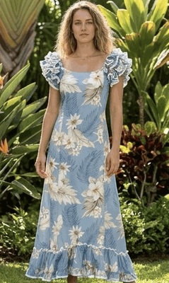 Blue Dresses The Luau Hawaiian Muumuu