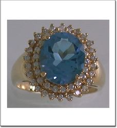 Blue Topaz-3 Ring Size 7.5