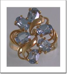 Blue Topaz-4 Ring Size 6.5