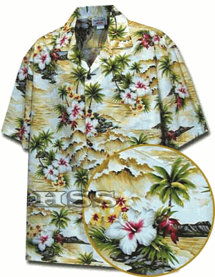 Boys Aloha Shirts Maize Waikiki Beach 
