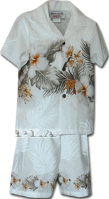 Boys Hawaiian Clothing White Hibiscus Band