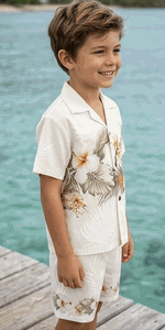 Boys Hawaiian Clothing White Hibiscus Band