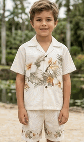 Boys Hawaiian Clothing White Hibiscus Band