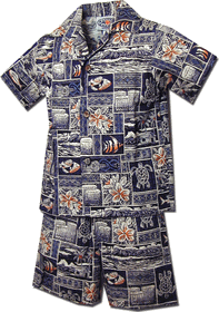 Boys Hawaiian Outfit Navy Tropical Fish