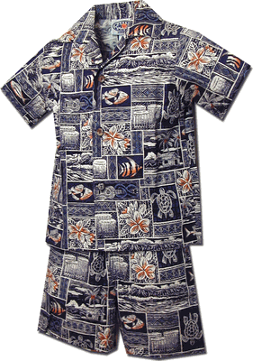 Boys Hawaiian Outfit Navy Tropical Fish