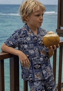 Boys Hawaiian Outfit Navy Tropical Fish