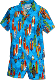 Boys Hawaiian Outfit with Cool Surf Boards 3860Blue