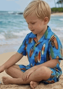 Boys Hawaiian Outfit with Cool Surf Boards 3860Blue