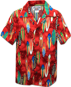 Boys Hawaiian Shirt with Cool Surf Boards 3860Red