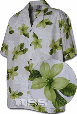 Boys Hawaiian Shirts Lime Plumerias