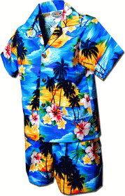 Boys outfits Blue Hawaiian Waikiki Sunset