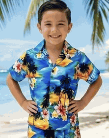 Boys outfits Blue Hawaiian Waikiki Sunset
