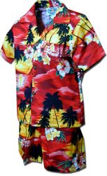 Boys outfits Red Hawaiian Waikiki Sunset