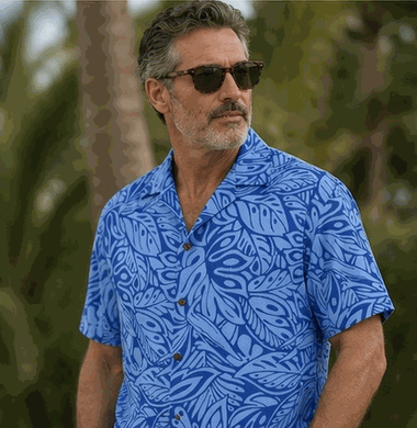 Casual Friday Men's Aloha Shirt 3868Blue