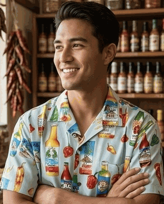 Chili Hot Sauce Pacific Legend Mens Shirts Cream