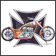 Chopper With Flames Adult Tees
