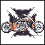 Chopper With Flames Adult Tees