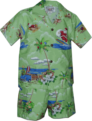 Christmas Hawaiian OutfitToddler Boys Green
