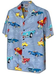 Classic Car Hawaiian Shirts Blue