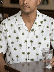 Classic Hawaiian Palm Trees Men's Tropical Shirts 3976Green