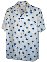Classic Hawaiian Palm Trees Men's Tropical Shirts 3976Navy