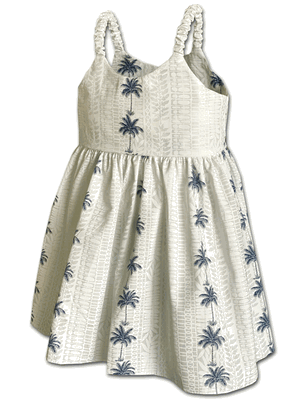 Classic Palms Toddlers Hawaiian Cute Dress 3662White