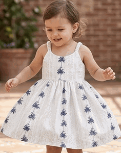 Classic Palms Toddlers Hawaiian Cute Dress 3662White