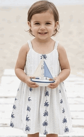Classic Palms Toddlers Hawaiian Cute Dress 3662White Classic Palms Toddlers Hawaiian Cute Dress 3662White