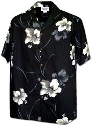 Classy Hibiscus Men shirt of Hawaii 3894Black