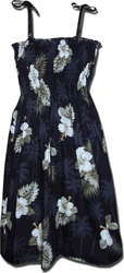 Cotton Dresses Hawaiian Tube Hibiscus Islands Black