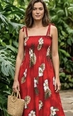Cotton Dresses Hawaiian Tube Hibiscus Islands Red Cotton Dresses Hawaiian Tube Hibiscus Islands Red