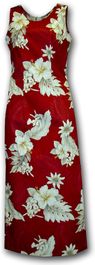 Cotton Dresses Red Luau Long Tank Dress (XS-2XL)
