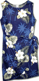 Cotton Hawaiian Dresses Navy Sarong Hibiscus Islands