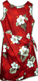 Cotton Hawaiian Dresses Red Sarong Hibiscus Islands