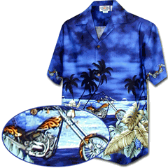 Custom Bikes Men's Aloha Hawaiian Shirt Navy