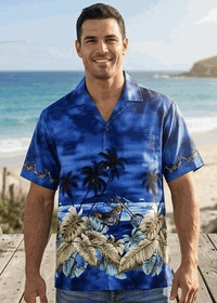 Custom Bikes Men's Aloha Hawaiian Shirt Navy Custom Bikes Men's Aloha Hawaiian Shirt Navy