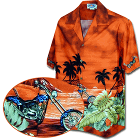 Custom Bikes Men's Aloha Hawaiian Shirt Rust