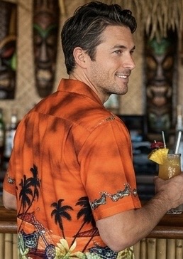 Custom Bikes Men's Aloha Hawaiian Shirt Rust