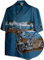 Custom Choppers Men's Camp Shirt Blue