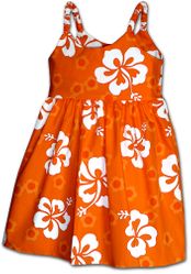 Cute Hawaiian Toddler Dress Cool Hibiscus Orange