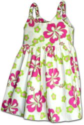 Cute Hawaiian Toddler Dress Cool Hibiscus White