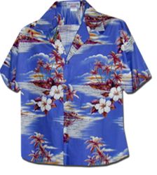 Desert Palms Women Hawaiian Shirts Blue
